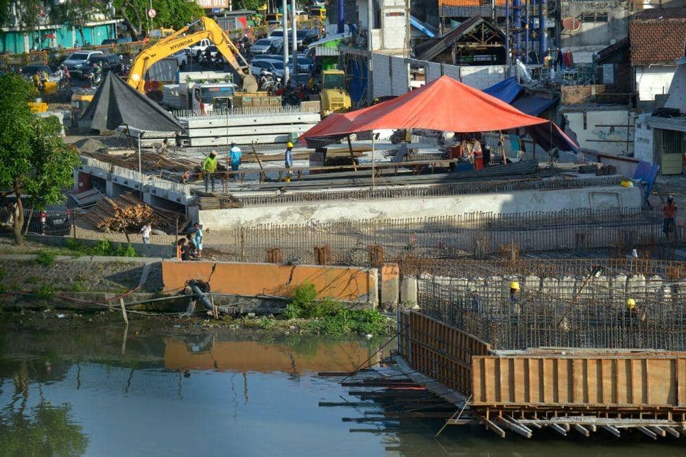 Perkembangan pembangunan Jembatan Joyoboyo. Dok Humas Pemkot Surabaya