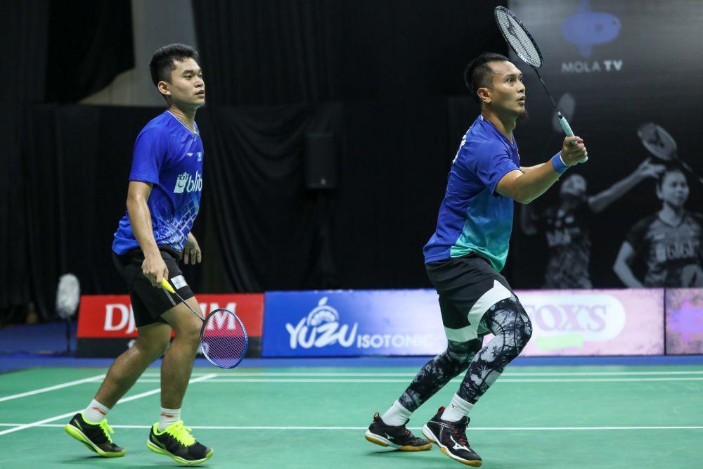 Mohammad Ahsan/Leo Rolly Carnando di Mola TV PBSI Home Tournament (Dok. PSBI)