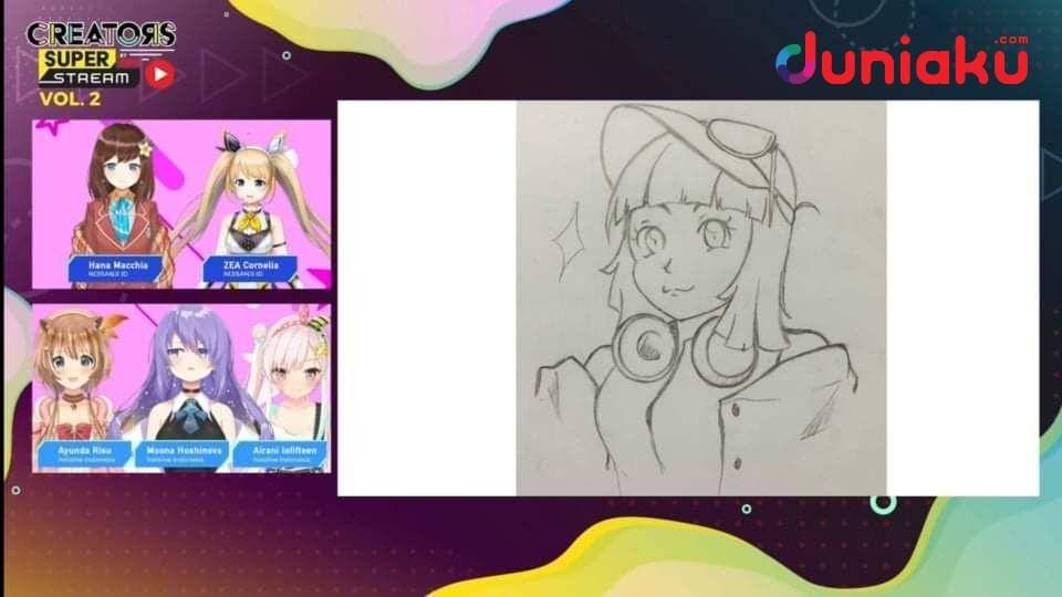 Kolaborasi NIJISANJI ID dan Hololive ID di stream Creator Super Stream Day 1. duniaku.com/Adhitya Daniel