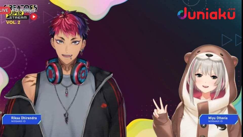 Miyu Ottavia dan Riksa "Jukut" Dhirendra di Stream Creator Super Stream Day 1. duniaku.com/Adhitya Daniel