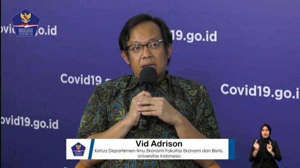 Vid Arison, Ketua Departemen Ilmu Ekonomi Fakultas Ilmu Ekonomi dan Bisnis, Universitas Indonesia (Tangkapan Layar Konpers BNPB)