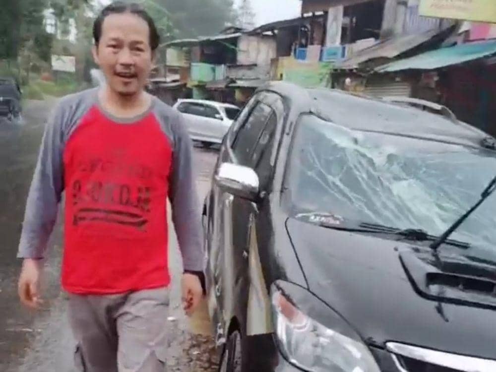 Hujan Deras, Pohon Tua Tumbang Timpa Pengendara di Lembang