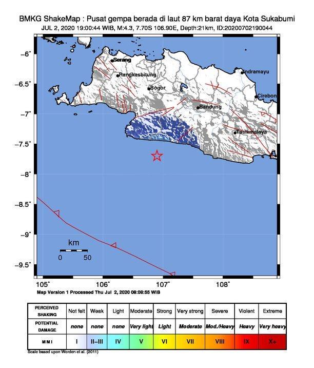 [BREAKING] Gempa Bumi Berkekuatan 4.3 Magnitudo Terjang Sukabumi