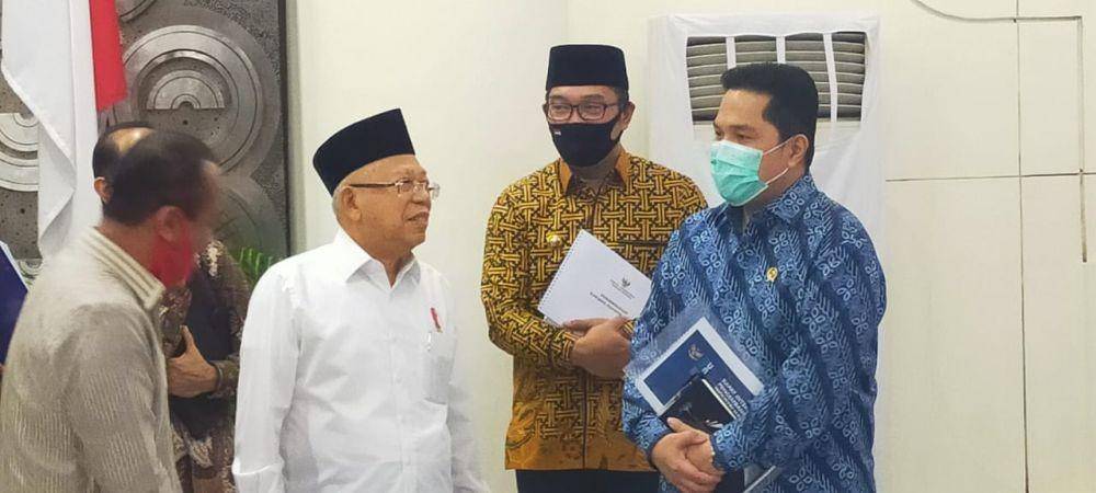 Wakil Prasiden RI Ma’ruf Amin pimpin rapat percepatan pembangunan industri halal, Istana Wapres, Jakarta, Jumat (3/7/2020). (Dok. Setwapres)