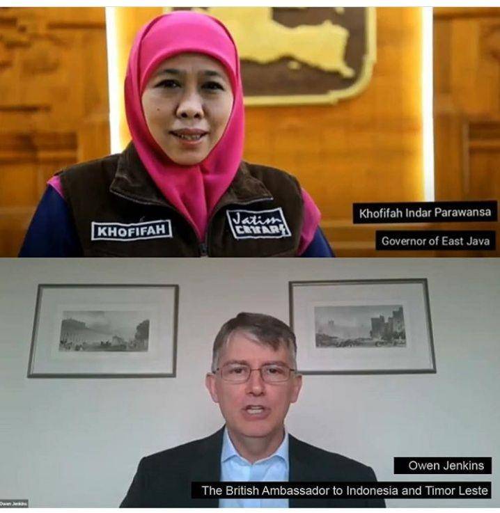 Gubernur Jawa Timur, Khofifah Indar Parawansa dan Dubes Inggris untuk Indonesia, Owen Jenkins. Dokumentasi Humas Pemprov
