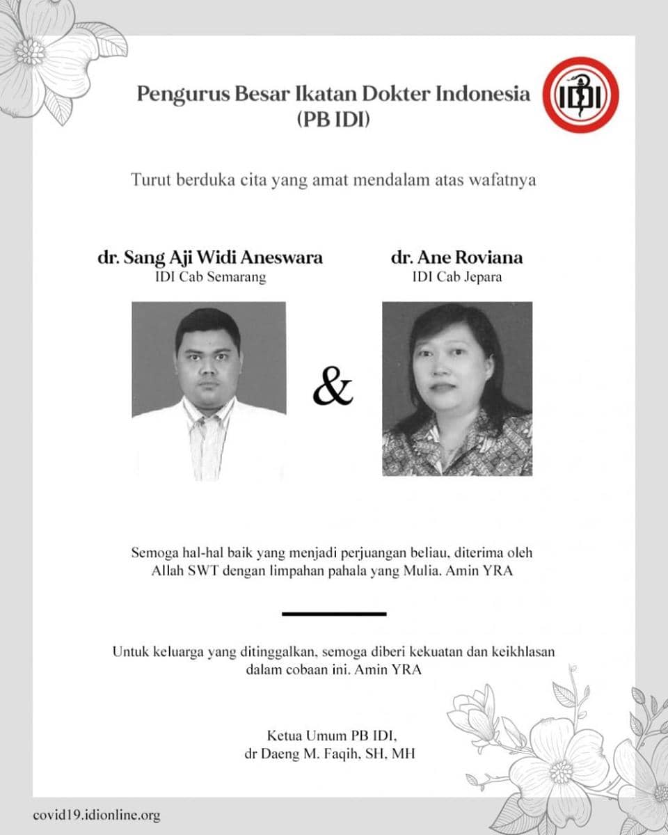 Poster duka cita atas meninggalnya dua dokter dari IDI Semarang dan Jepara dari PB IDI. Istimewa