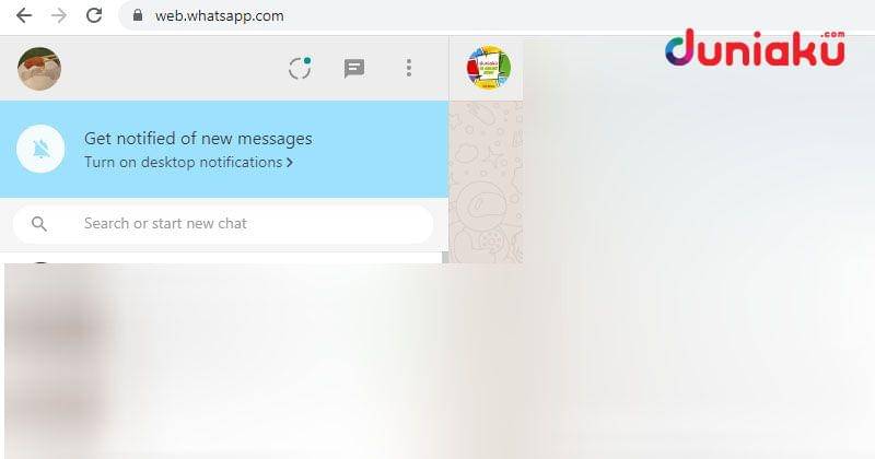 Menu awal WhatsApp Web Dark Mode sebelum diubah. duniaku.com/Adhitya Daniel