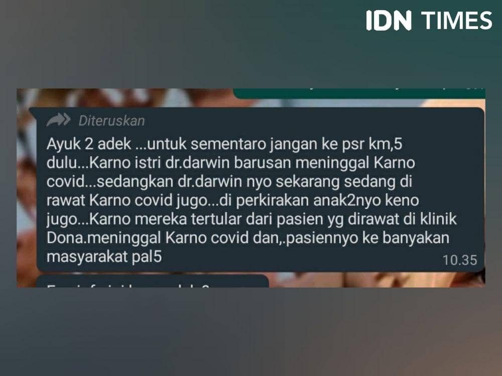 Viral Pesan WA Kasus COVID-19 di Pasar KM5 Palembang, Ini Faktanya