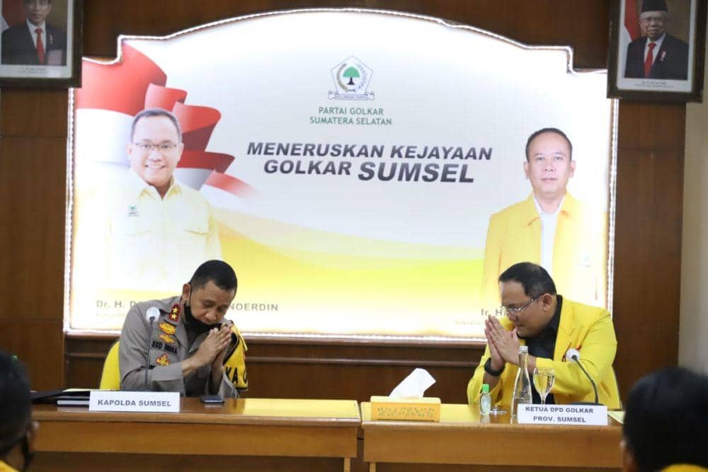 Bertemu Ketua DPD Golkar Sumsel, Kapolda Ajak Jaga Kamtibmas Pilkada