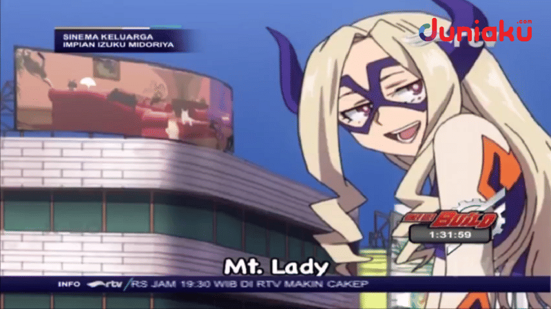 Mt Lady di My Hero Academia versi RTV. Tangkapan layar duniaku.com/Adhitya Daniel