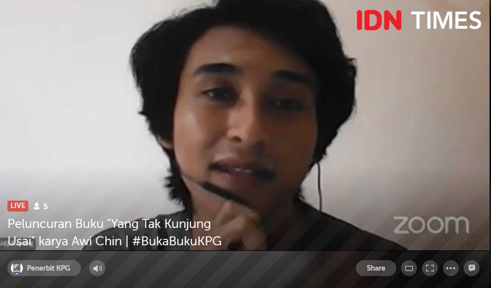 Aji dalam Diskusi Virtual 'Remaja dan Kesehatan Mental' oleh Penerbit KPG kolaborasi COMMA Books dan Into the Light. 18 Juli 2020. IDN Times/Fajar Laksmita