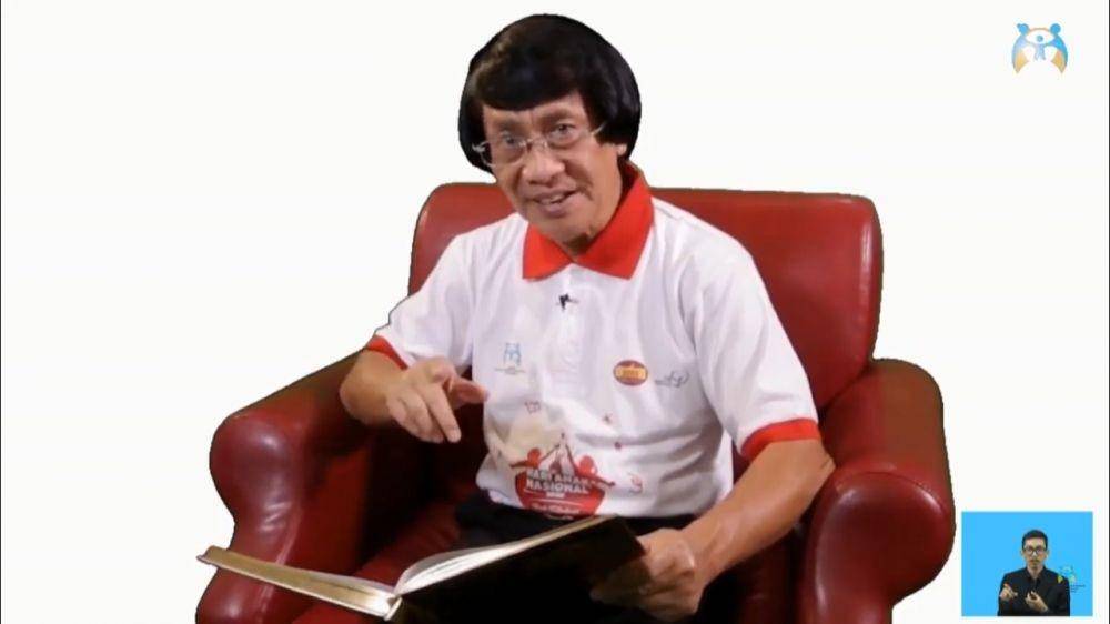 Menteri PPPA Bintang Puspayoga dan dan Ketua Umum LPAI Seto Mulyadi mendongeng di Hari Anak Nasional 2020, Kamis (23/7/2020)/ (Youtube.com/KemenPPPA)