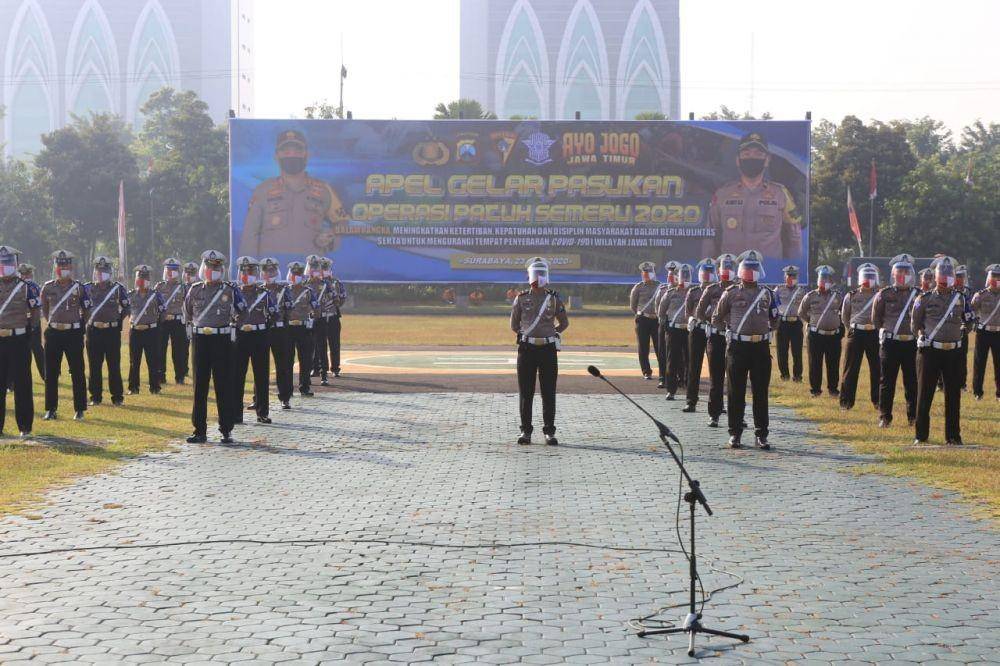 Gelar Pasukan Ops Patuh Semeru 2020 di Mapolda Jatim, Kamis (23/7/2020). Dok.IDN Times/Istimewa