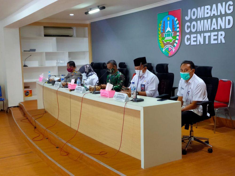 Forpimda Jombang saat webinar dengan Kodam V Brawijaya pada Rabu (29/7/2020) di kantor Pemkab. IDN Times/Zainul Arifin