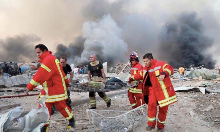Dampak kerusakan akibat ledakan gudang bahan peledak di Beirut, Lebanon (ANTARA FOTO/REUTERS/Mohamed Azakir/pras)