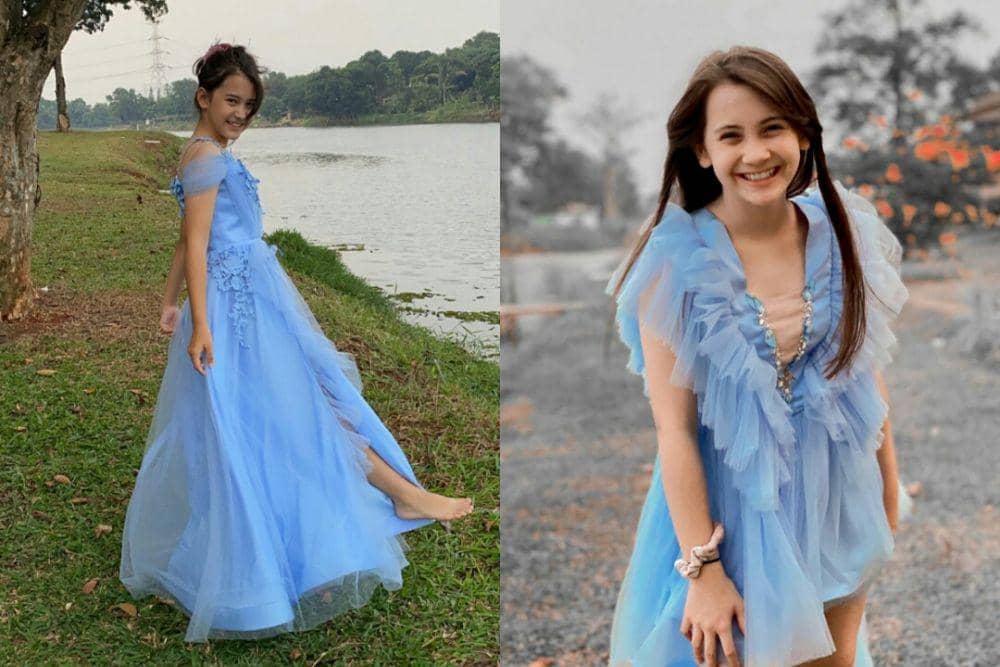 Bak Cinderella, 10 Potret Sandrinna Michelle dan Adik dengan Gaun Biru