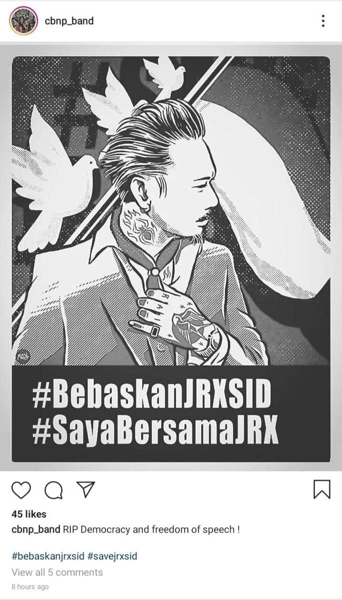 Tagar bebaskan Jerinx ramai (Dok.IDN Times/instagram cbnp band)