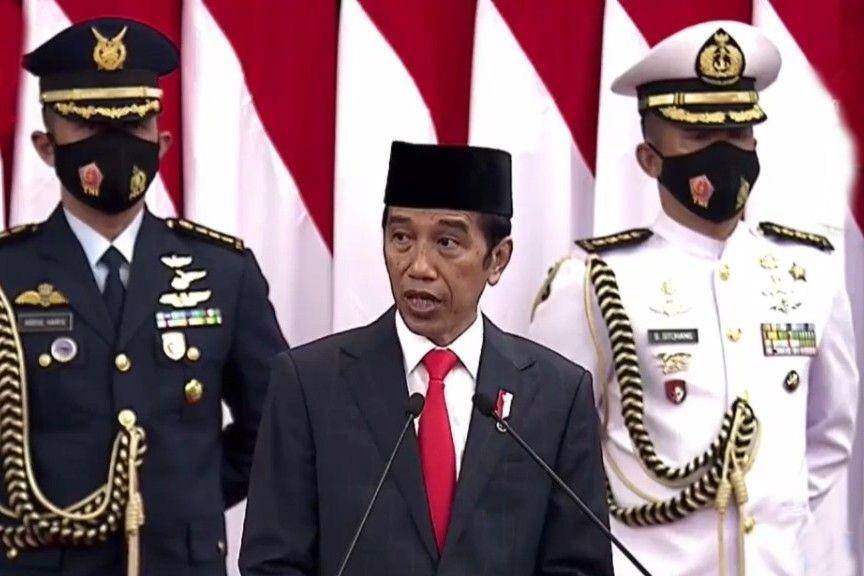Presiden Jokowi dalam Rapat Paripurna DPR RI pada Jumat (14/8/2020) (Youtube.com/DPR RI)
