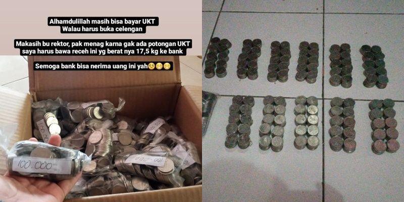Viral, Mahasiswa Ini Bayar Tagihan UKT Rp3,5 Juta Pakai Uang Receh