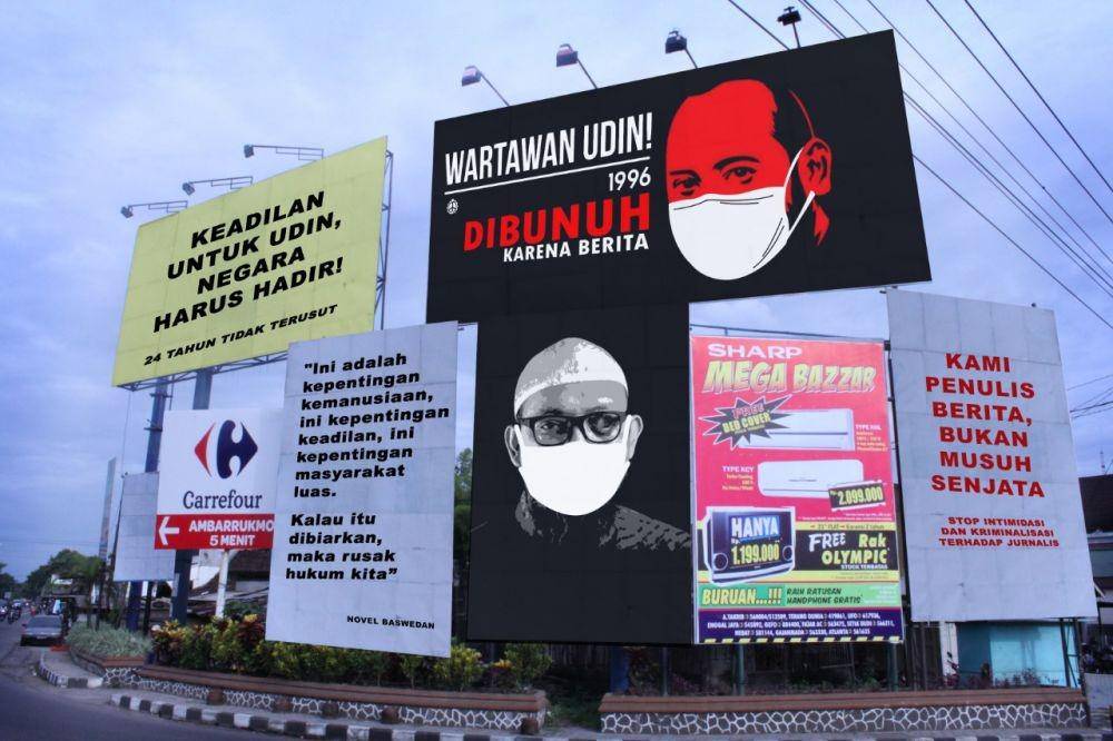 Poster Udin dan Novel Baswedan. Dok. Seniman Anang Saptoto