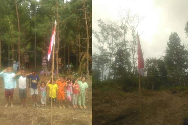 Suasana upacara 17 Agustus di Batuharang, Sipultak, Siborong-borong, Sumatera Utara (Facebook.com/Jesni Samosir)