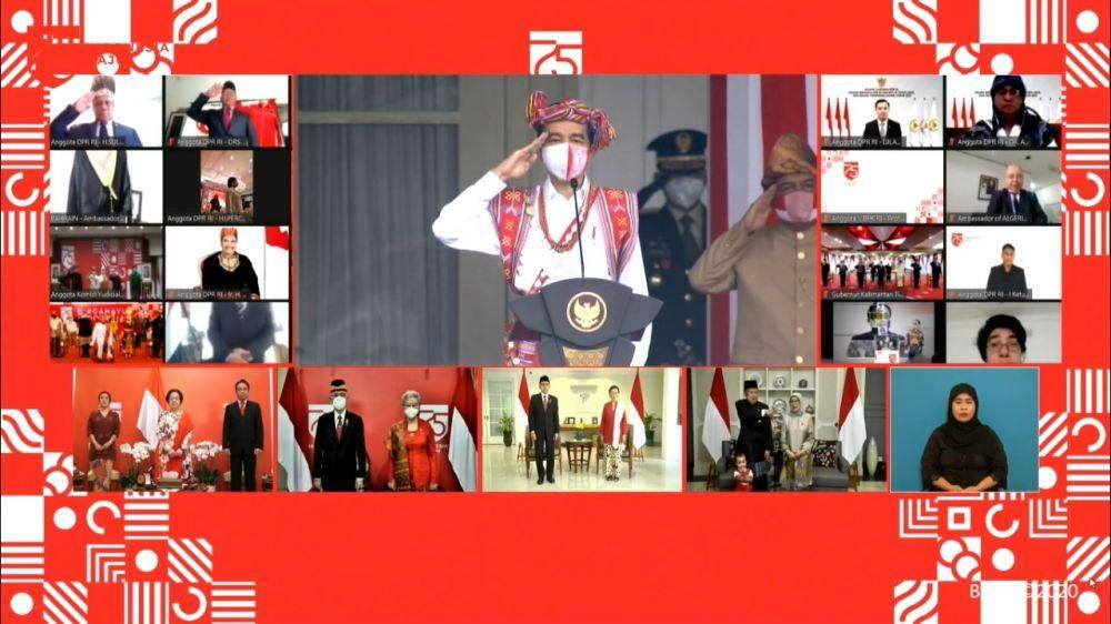 Suasana Istana Negara saat pelaksanaan Upacara Hari Kemerdekaan RI ke-75 pada Senin, (17/8/2020) (Youtube.com/Sekretariat Presiden)