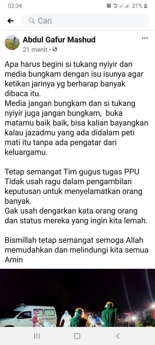 Tuilsan Bupati PPU, Abdul Gafur Masud dalam akun Facebooknya  (https://www.facebook.com/besar044)