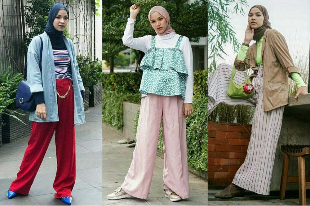 Stylish Abis, Ini 9 OOTD Hijab Marsha Natika dengan Wide Pants