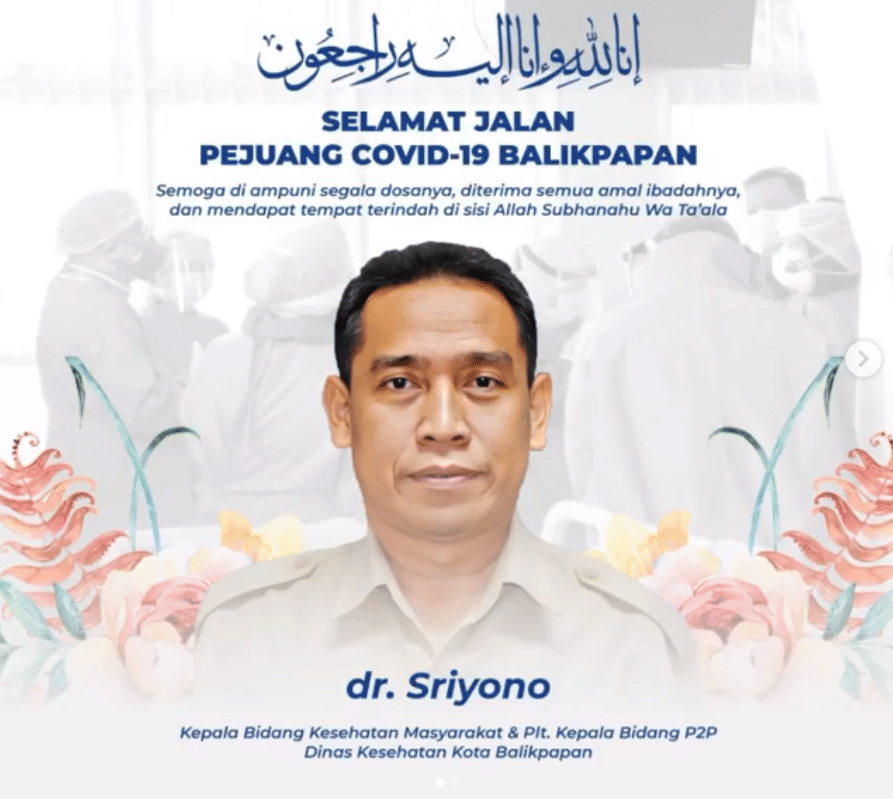 Dr Sriyono, pejuang COVID-19 meninggal dunia pada 19 Agustus 2020 (Instagram/rz_effendi58)