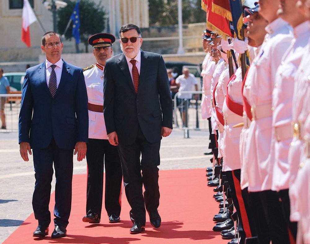 Kunjungan resmi ke Negara Malta oleh Presiden Libya dari Pemerintahan Tripoli, Fayez al-Sarraj, pada 6 Juli 2020. twitter.com/MaltaGov