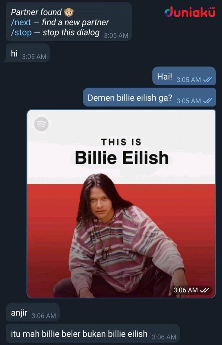 Tangkapan layar chat anonymous Telegram. duniaku.com/Adhitya Daniel