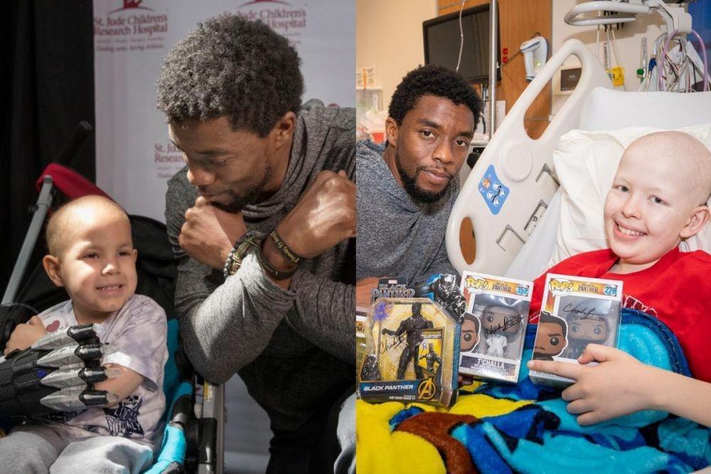 9 Potret Chadwick Boseman saat Hibur Anak Penderita Kanker dan Difabel