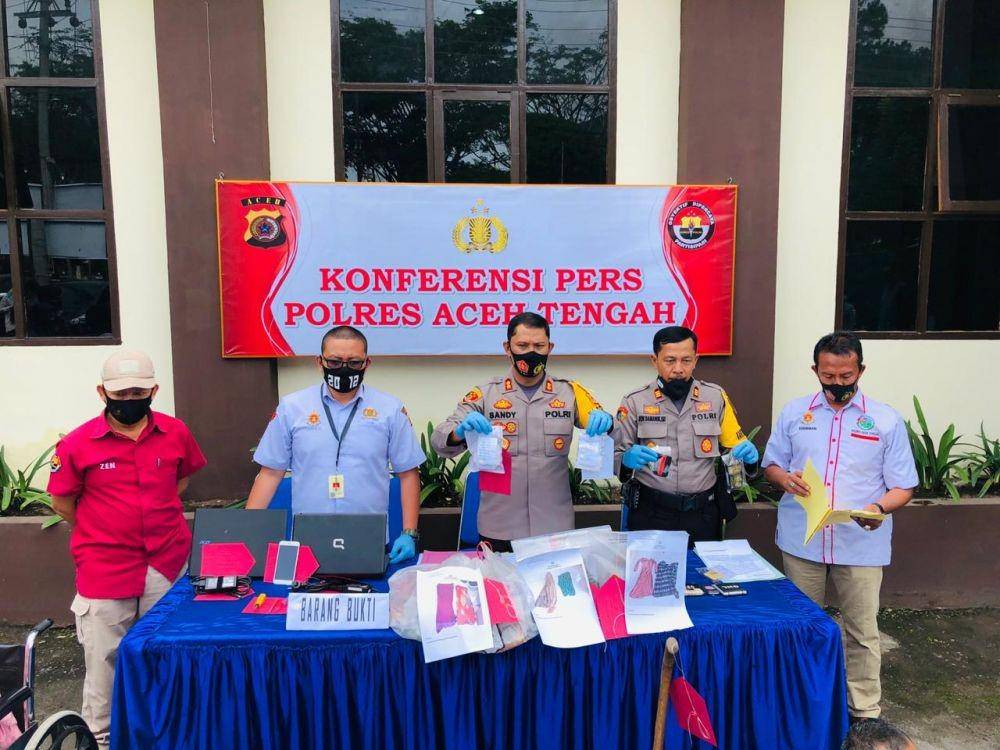 Polres Aceh Tengah menggelar konfrensi pers di Mapolres Aceh Tengah (Foto: Istimewa)