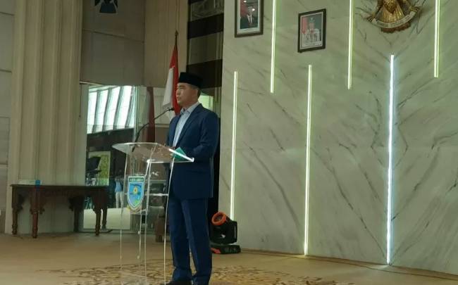 Syarif Fasha umumkan pengunduran diri dari bursa pencalonan Gubernur Jambi dalam Pilkada Jambi. (ANTARA/Muhamad Hanapi)