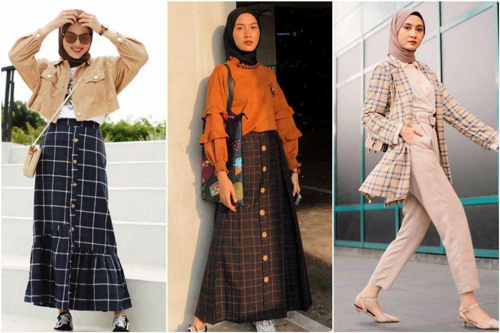 10 Inspirasi Mix and Match Plaid Outfit ala Inas  Rana, Standout!