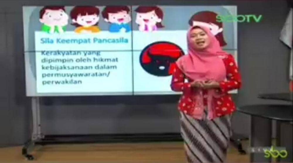 Tangkapan layar pembelajaran online di SBO TV yang menayangkan logo PDIP. IDN Times/Dok.Istimewa