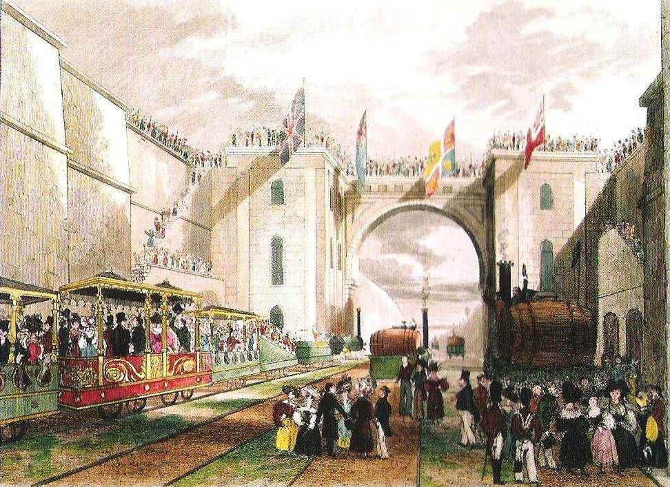Peresmian jalur kereta Liverpool - Manchester. wikipedia.org