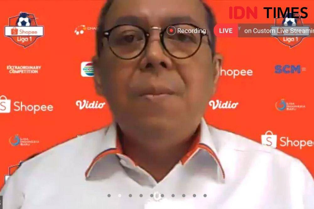 Tangkapan layar - Konferensi pers PT Liga Indonesia Baru (LIB) terkait persiapan Liga 1 (IDN Times/Ilyas Mujib)