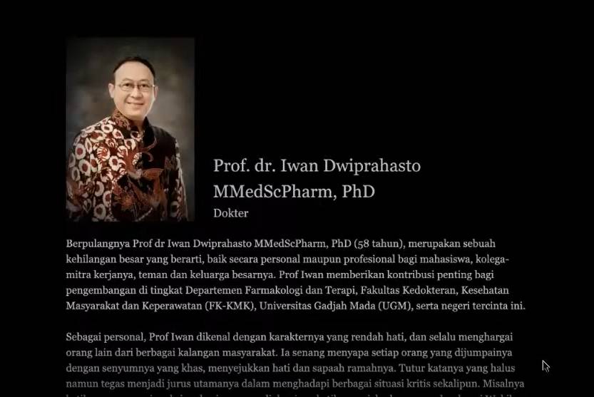 Prof. Iwan Dwipahasto. Dokumentasi Lapor COVID-19