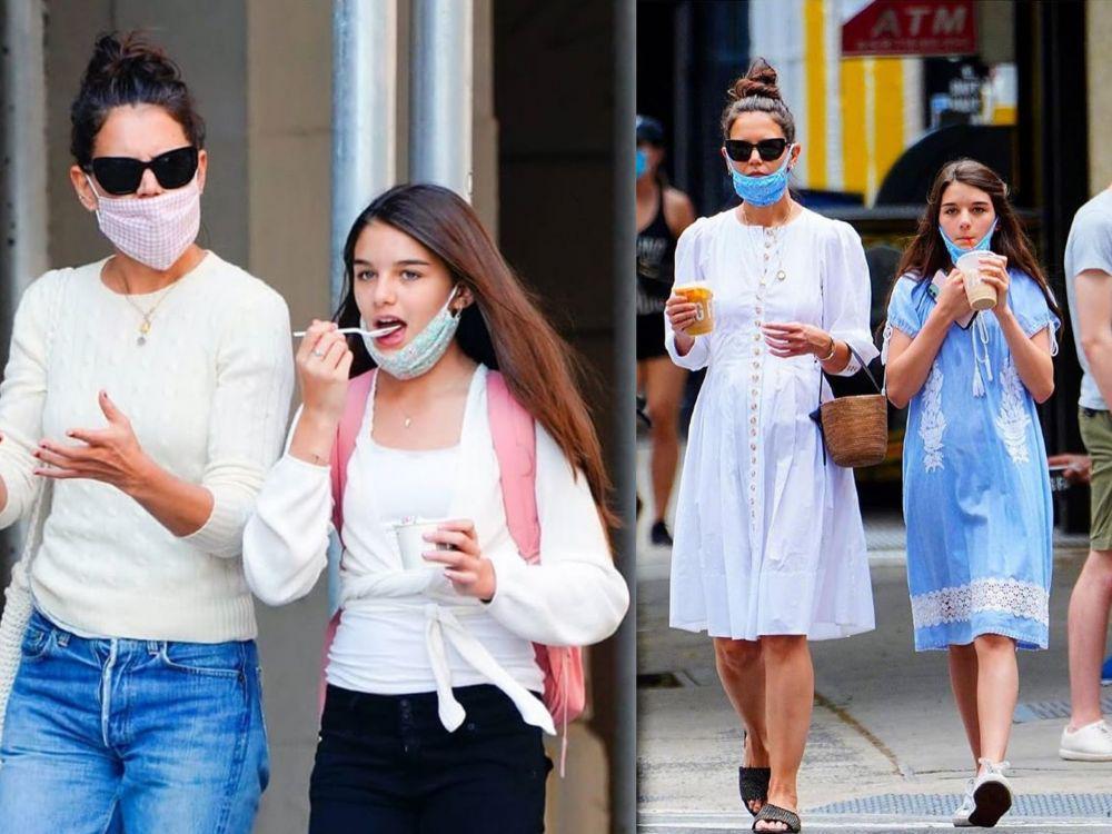 9 Potret Suri Cruise & Katie Holmes sedang Jalan-jalan Saat Pandemi