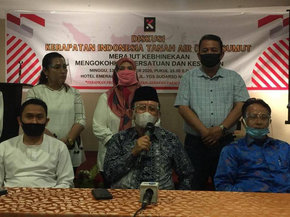 Suasana saat Konprensi pers yang dilakukan KITA Sumut, dalam merajut kebhinekaan mengokohkan persatuan dan kesatuan (IDN Times/Indah Permata Sari)