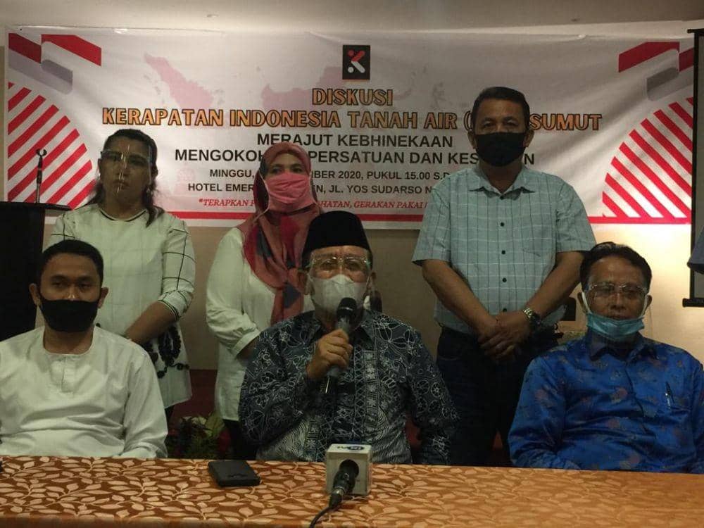 Suasana saat Konprensi pers yang dilakukan KITA Sumut, dalam merajut kebhinekaan mengokohkan persatuan dan kesatuan (IDN Times/Indah Permata Sari)