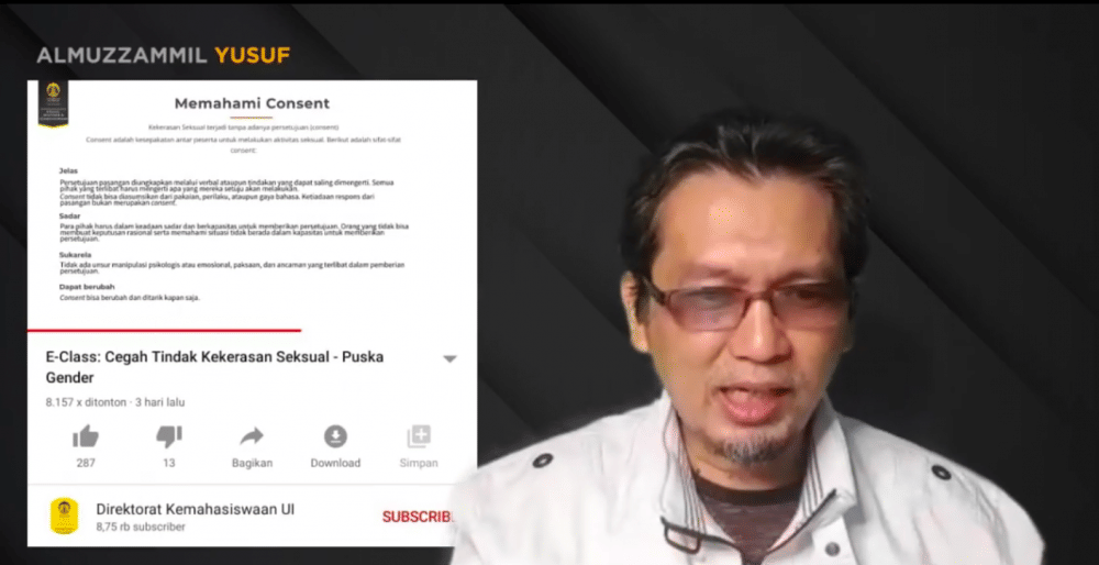 Tangkapan layar Al Muzammil Yusuf menyampaikan kritik kepada Universitas Indonesia (Instagram/almuzammil.yusuf)
