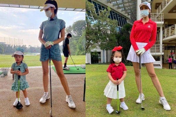 Ibu Anak Kompak! 9 Potret Memesona Farah Quinn dan Yaya Bermain Golf