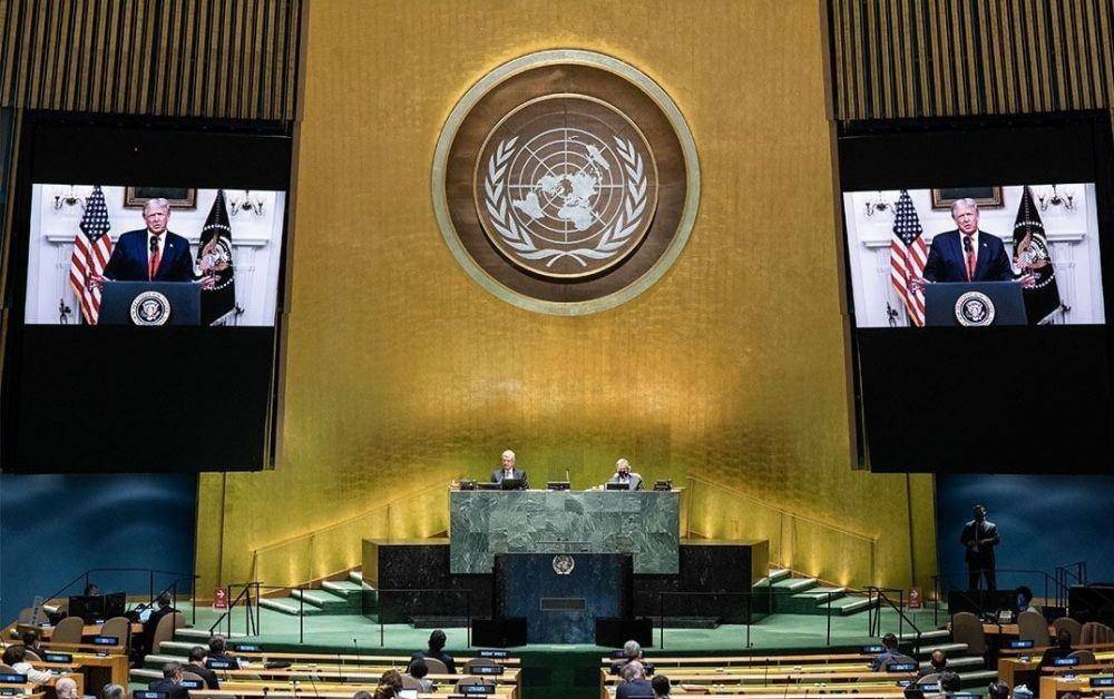 Presiden Amerika Serikat Donald Trump tengah menyampaikan pidato virtual di SU PBB (Dokumentasi United Nations)