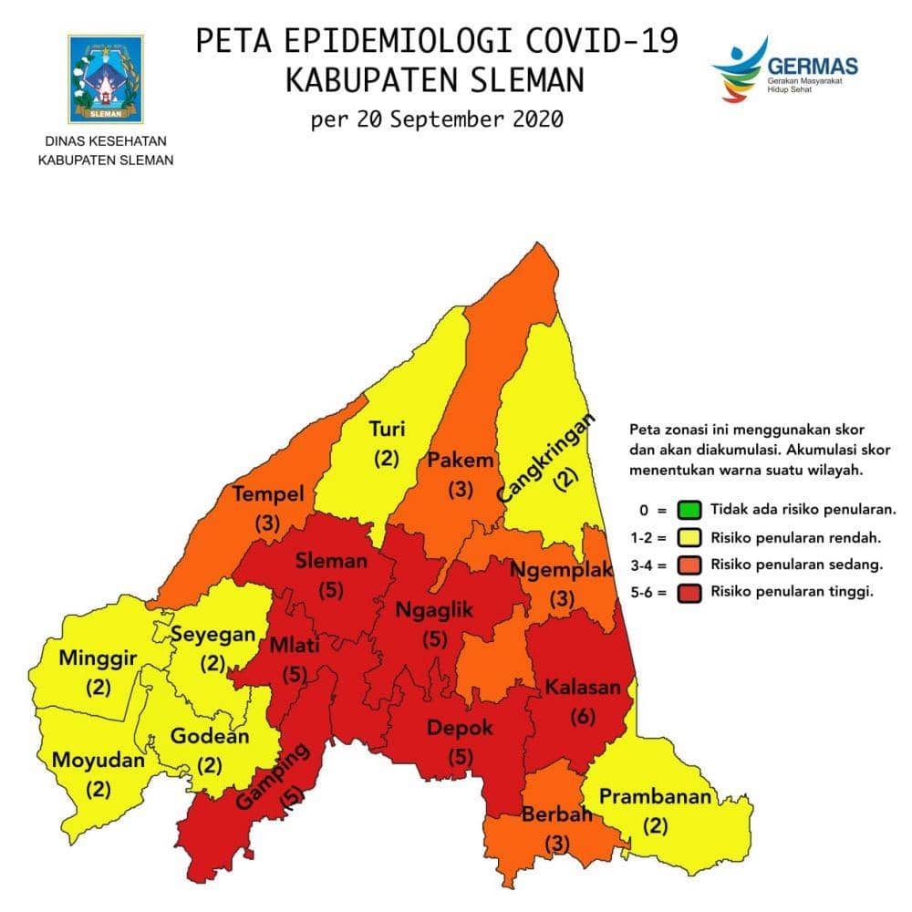 Peta epidemiologi Kabupaten Sleman. Dok: istimewa