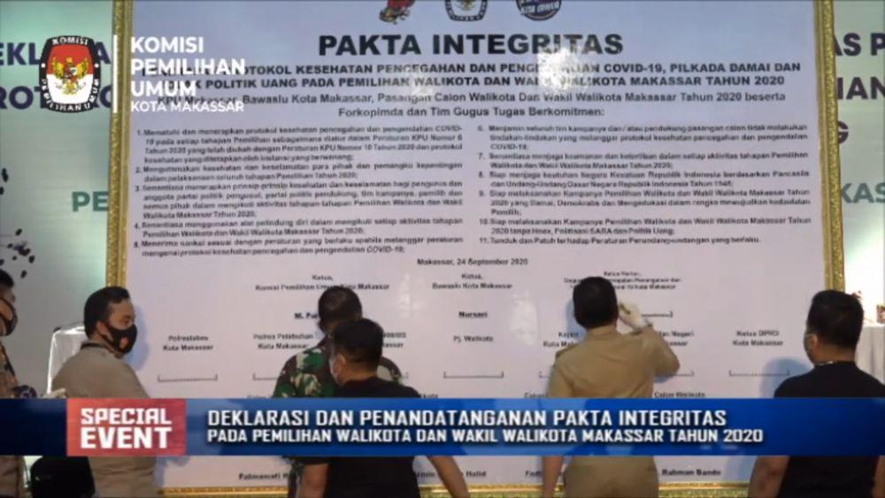 4 Paslon Pilkada Makassar Tanda Tangani 11 Poin Pakta Integritas