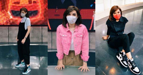 11 Inspirasi OOTD Pakai Masker Kain ala Najwa Shihab, Modis Banget!