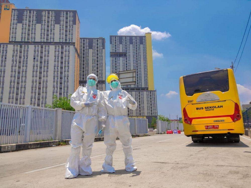 Tak mengantar Siswa, kini Sopir Bus Sekolah antar jemput Pasien COVID-19 di Jakarta (Dok. Dinas Perhubungan DKI Jakarta)