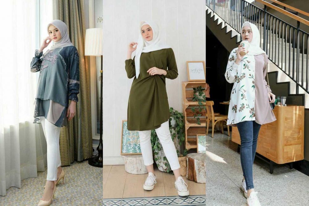 Catchy! 10 Inspirasi Outfit Tunik Hijab ala Selebgram Sabrina Sosiawan